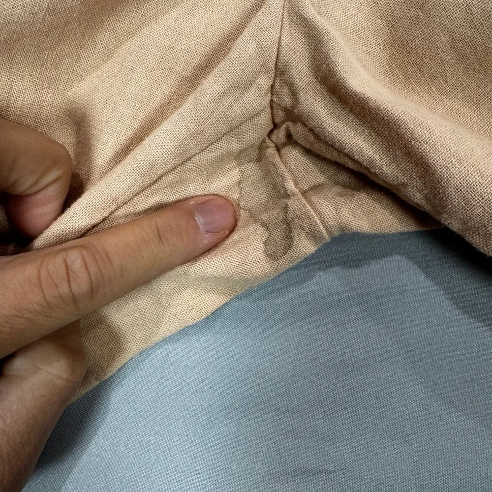 Wilfred Free Tan Linen Elastic Waist Drawstring Pants Women's M Boho Comfort